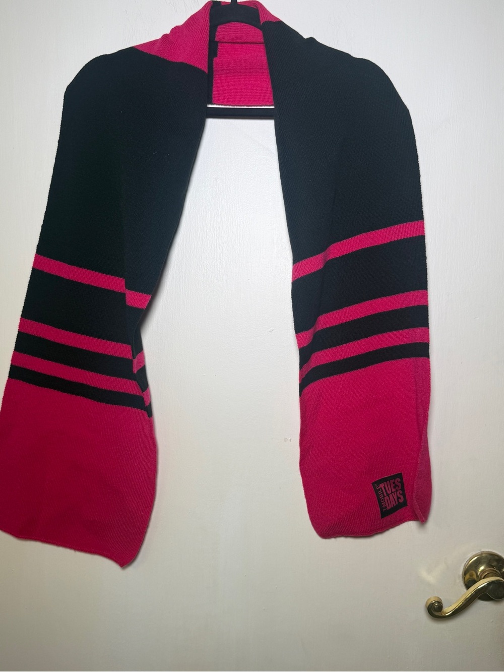 T-Mobile Tuesdays Black & Hot Pink Striped Knit Scarf